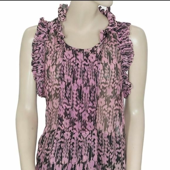 ETOILE Isabel Marant ikat blouse 1 pink+black silk ethnic tank sleeveless top S - Picture 1 of 9